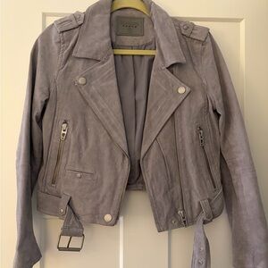 Blank NYC Light Gray Suede Leather Jacket